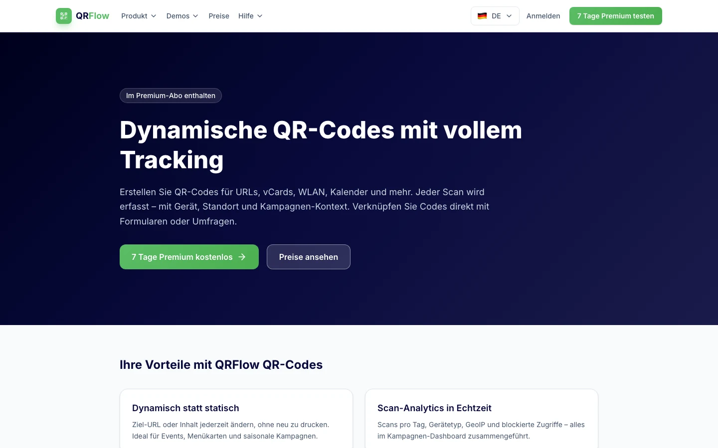 QRFlow product page for dynamic QR codes